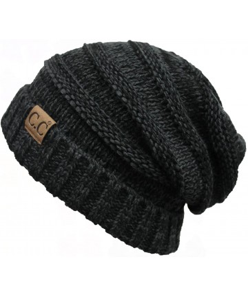 Skullies & Beanies Trendy Warm Oversized Chunky Soft Cable Knit Slouchy - Tricolor Black - CW185R2787L $20.20