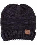 Skullies & Beanies Trendy Warm Oversized Chunky Soft Cable Knit Slouchy - Tricolor Black - CW185R2787L $20.20