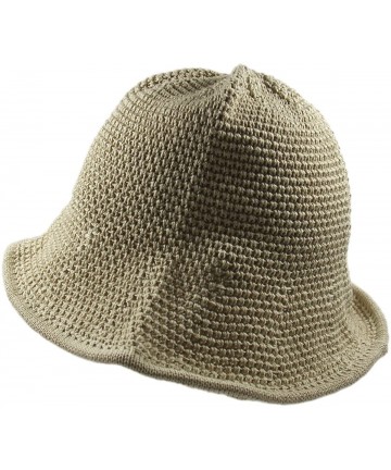 Sun Hats Knitted Crochet Fordable Hat with Flexible Wire Brim - Beige - CL184QQD5WS $28.29