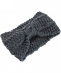 Cold Weather Headbands Women Winter Chunky Cable Knit Turban Headband Hairband Ski Hat Ear Warmer Head Wrap - 1 Gray - CG12O2...