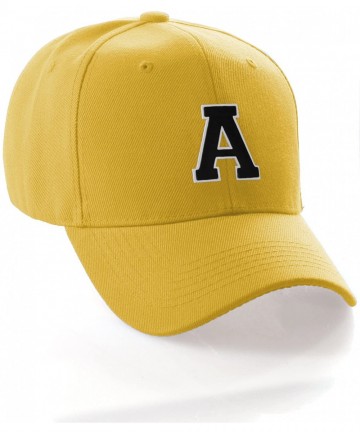 Baseball Caps Classic Baseball Hat Custom A to Z Initial Team Letter- Yellow Cap White Black - Letter a - CJ18IDTQ48I $14.15