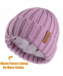 Skullies & Beanies Knit Beanie Hats for Women Men Double Layer Fleece Lined Chunky Winter Hat - Light Purple - CU18UYD6TWX $1...
