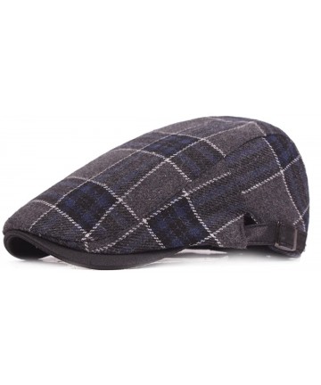 Newsboy Caps Mens Adjustable Plaid Wool Flat Ivy Newsboy Cabbie Gatsby Golf Hat Cap - 1blue - CC185GX7OEQ $18.40