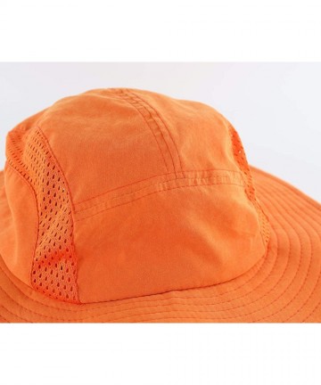 Sun Hats Men's Sun Hat UPF 50+ Wide Brim Bucket Hat Windproof Fishing Hats - N Orange - CM198XMHC4A $19.66
