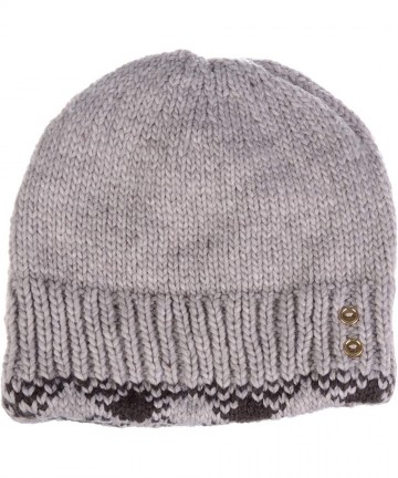 Skullies & Beanies Womens Winter Knit Plush Fleece Lined Beanie Ski Hat Sk Skullie Various Styles - Button Beige - CO18UYXUER...