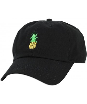 Baseball Caps Pineapple Embroidery Dad Hat Baseball Cap Polo Style Unconstructed - Black - CW17Z300978 $16.92
