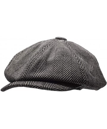 Newsboy Caps Men's Classic Herringbone Tweed Wool Blend Newsboy Ivy Hat Vintage Beret Cap with Rear Elastic Band Design - CT1...