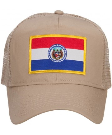Baseball Caps Missouri State Flag Patched Mesh Cap - Khaki - CJ124YM7QR1 $27.15