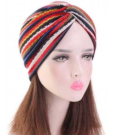 Skullies & Beanies Chemo Caps for Women Cotton- Soft Printed Beanie Sleep Turban Hat Headwear for Cancer Patients - Red - C71...