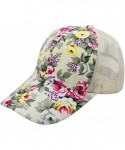 Baseball Caps Women Summer Floral Long Brim Baseball Cap Adjustable Mesh Anti-UV Sun Visor Hat - Beige - CF17Z538LQZ $14.14