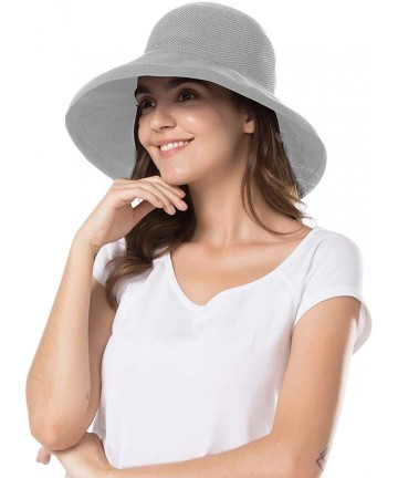 Bucket Hats Women Wide Brim Sun Hats Foldable UPF 50+ Sun Protective Bucket Hat - Reticulated-grey - C618TL352DU $25.29