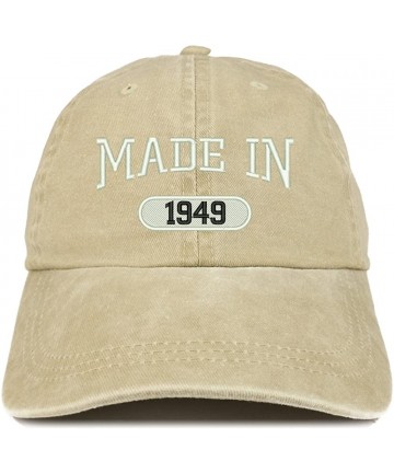 Baseball Caps Made in 1949 Embroidered 71st Birthday Washed Baseball Cap - Khaki - C018C7HDSAK $25.35