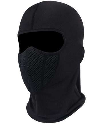 Skullies & Beanies Balaclave Fleece Windproof Ski Mask Face Mask Tactical Hood Neck Warmer - Cotton-black (Black Mesh) - CV18...