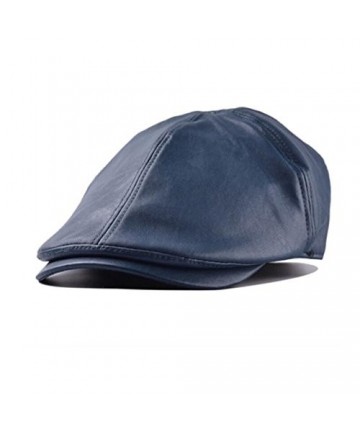 Newsboy Caps Clearance ! Hot Sale! Mens Vintage Leather Cap Vintage Leather Beret Cap Peaked Hat Newsboy Sunscreen (Navy) - C...