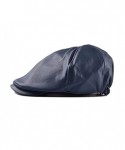 Newsboy Caps Clearance ! Hot Sale! Mens Vintage Leather Cap Vintage Leather Beret Cap Peaked Hat Newsboy Sunscreen (Navy) - C...