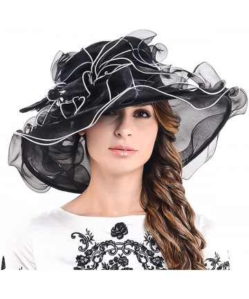 Sun Hats Lightweight Kentucky Derby Church Dress Wedding Hat S052 - S056-black - CO12BPTAK8R $33.24