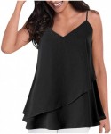 Rain Hats Women's Sexy Tops Fashion Solid Color Small Strap Double Ruffled Camisole Blouse - Black - CM18SSD0QDG $11.38