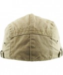 Newsboy Caps Classic Solid Cotton Denim Newsboy Ivy Gatsby Cabbie Ascot Hat Cap Adjustable - (201) Khaki - CD11OXVVTLD $13.53