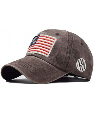 Baseball Caps Washed Low Profile American-Flag Baseball Cap Men Women - Coffee - CR18Y6M3DKK $15.20