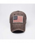 Baseball Caps Washed Low Profile American-Flag Baseball Cap Men Women - Coffee - CR18Y6M3DKK $15.20