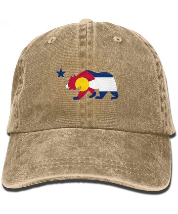 Skullies & Beanies Colorado State Flag Over California Bear Adult Sport Adjustable Baseball Cap Cowboy Hat - Natural - CX1862...