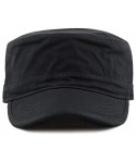 Baseball Caps Washed Cotton Basic & Distressed Cadet Cap Military Army Style Hat - 1. Basic - Black - CR189ZYZT0X $13.76