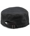 Baseball Caps Washed Cotton Basic & Distressed Cadet Cap Military Army Style Hat - 1. Basic - Black - CR189ZYZT0X $13.76