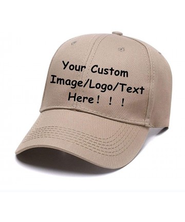 Baseball Caps Men Women Sports Hat Add Your Personalized Design Adjustable Baseball Caps - Khaki - C518G42ARWG $14.88