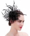 Headbands Feather Fascinators Headband and Clip for Women Tea Party Bridal Cocktai - Black - C91868DL499 $16.41