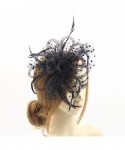 Headbands Feather Fascinators Headband and Clip for Women Tea Party Bridal Cocktai - Black - C91868DL499 $16.41