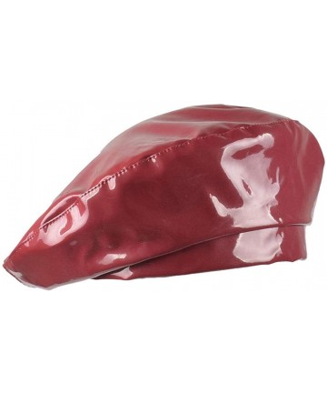 Berets Patent-Leather-Beret Hat Captain Cap Painter Performance Women - Red - CC18TIUCZEA $21.07