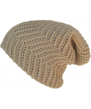 Skullies & Beanies Ribbed Slouch Knit Beanie Reverse-able Oversize Cap - Cream - C111W6GSXE3 $26.12