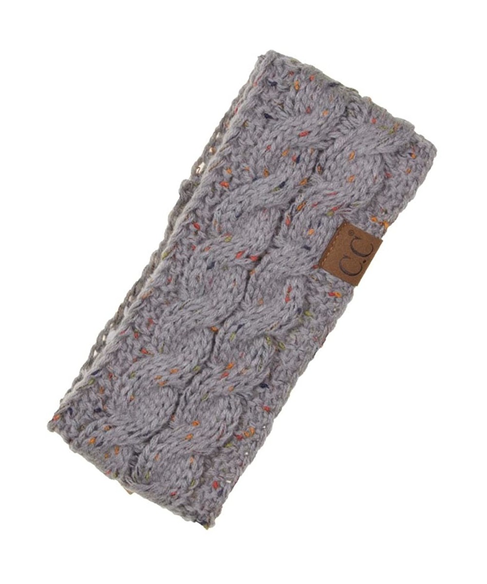 Cold Weather Headbands Womens Confetti Sherpa Lined Winter Cable Knit Headband Headwrap - Natural Grey - CT18RX0S3KH $17.64