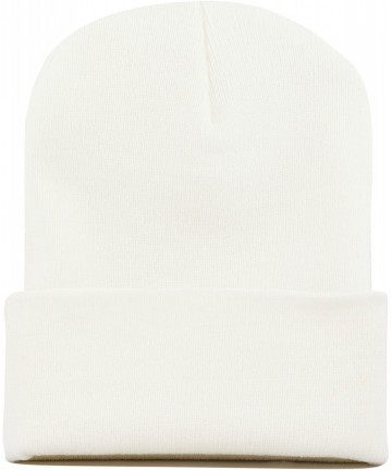 Skullies & Beanies Cuff Beanie Cap/Made in USA Knit Skull Long Beanie Plain Ski Hat - White - C812I1ZABRX $13.21