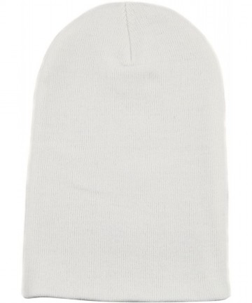 Skullies & Beanies Cuff Beanie Cap/Made in USA Knit Skull Long Beanie Plain Ski Hat - White - C812I1ZABRX $13.21