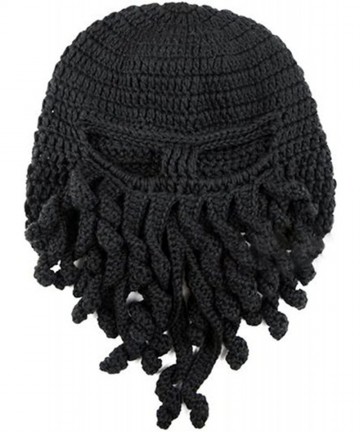 Skullies & Beanies Women Girl Reindeer Pattern Knit Hat Brim Cap Winter Warm - Black - CM11QBQ7ZDJ $30.21