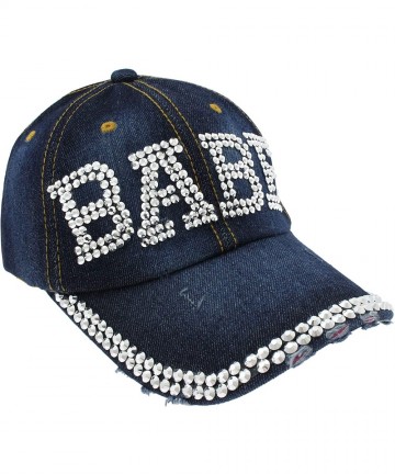 Baseball Caps Ladies Solid PU Baseball Hat - Denim Babe - C918LZUAWAG $20.26