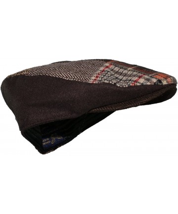 Newsboy Caps Tweed Patchwork Newsboy Driving Cap with Quilted Lining - Red Buffalo Check - C712BZBR5HZ $22.34