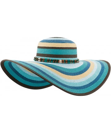 Sun Hats Womens Toyo Braid Color Block Sun Hat-8234 - Teal - CE11ABY4DXB $32.17