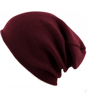 Skullies & Beanies 1300 Winter Unisex Plain Ski Beanie Knit Skull Hat - Burgundy - C21272PCDLV $12.73