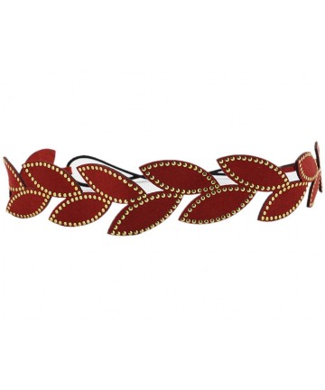 Headbands Women Girls Nature Leaf Stylish Elastic Headband Hair Band Chain - Wine Red - CH11QT1CERD $13.32