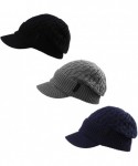 Newsboy Caps Unisex Knit Beanie Visor Cap Winter Hat Fleece Neck Scarf Set Ski Face Mask 55-61cm - 89210-navy - CA18LL47OLS $...
