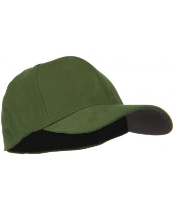 Baseball Caps Structured Brushed Twill Flexible Big Size Cap - Olive - CY118E50WUX $17.78
