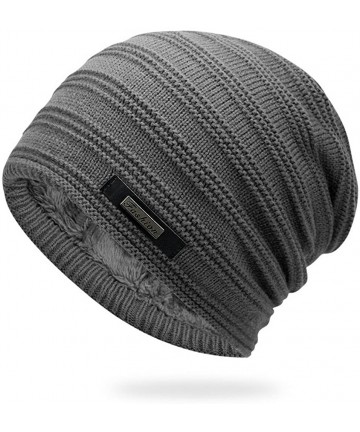 Skullies & Beanies Double-Sided Wearable Trendy Warm Soft Stretch Knit Slouchy Beanie Skull Hat Cap - T0067-grey - CU1870G9TL...