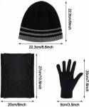 Skullies & Beanies Men's Winter Beanie Hat- Warm Knit Scarf and Touch Screen Gloves Set- 3 Pieces - Black - CK18A5KKDTY $14.13