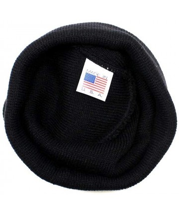 Skullies & Beanies Classic Cuff Beanie Hat Winter Skully Hat Knit Ski Hat Toque Made in USA - Black - CL188GEN23U $12.46