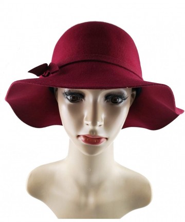 Bucket Hats Cloche Hats for Women 100% Wool Fedora Bucket Bowler Hat 1920s Vintage Kentucky Derby Church Party Hats - Poppy -...