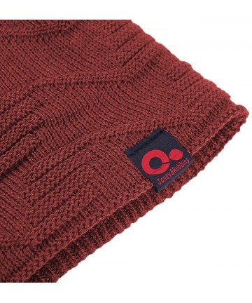 Skullies & Beanies Winter Baggy Slouchy Stocking Beanie Thick Knit Fur Lined Ski Hat Large Skull Cap - Red - CN18K4CI76W $13.00