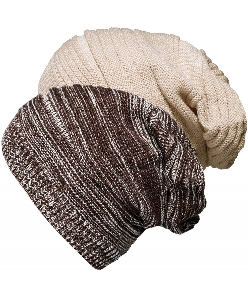 Skullies & Beanies 2 Pack Winter Slouchy Beanie Hat for Women & Men- Knit Soft Cozy Oversized Warm Hats - C-cfgr - CC18HSNI07...