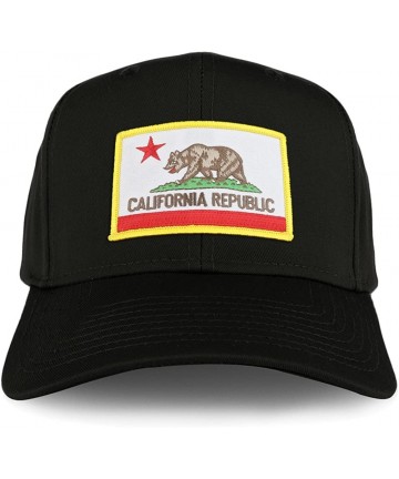 Baseball Caps XXL Oversize California Flag Iron On Patch Solid Baseball Cap - Black - CN1804KYEXN $18.91